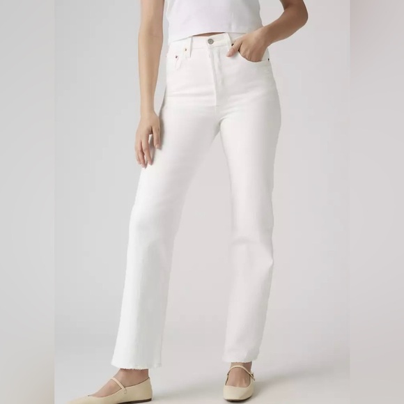 Levi's Denim - Levi's Women's White Ribcage Straight Ankle Jeans Size 28